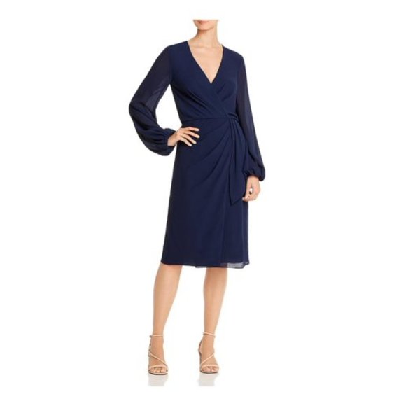 NEW Jay Godfrey Women's Sirio Wrap Front Midi Dress Size 14 Navy - Picture 1 of 6